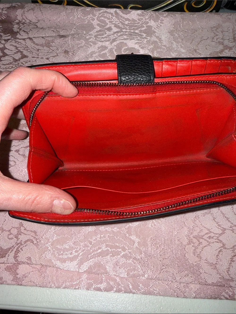 Christian Louboutin Black Leather Long Wallet with Red Logo Accent